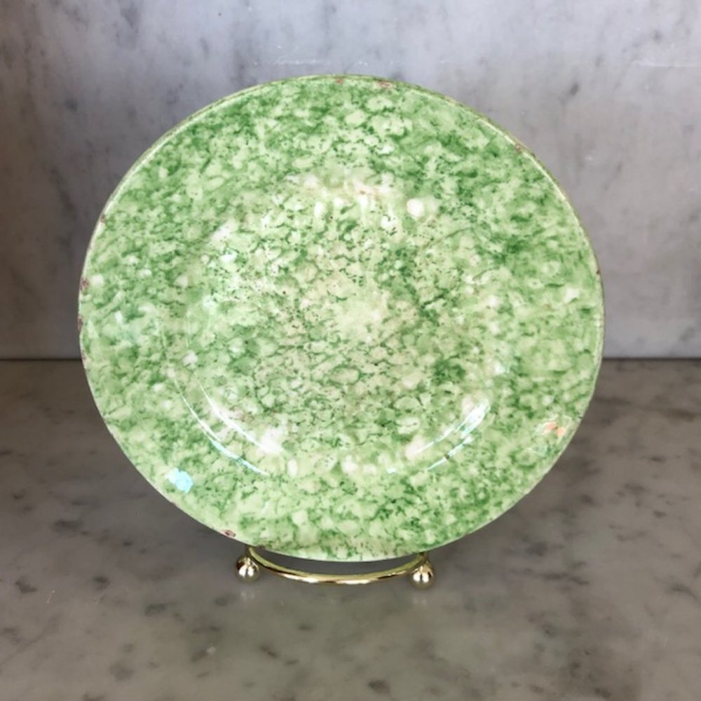 TIFFANY & CO STANGL Spongeware Hand Painted Green Caughley Plate 6” Green  …